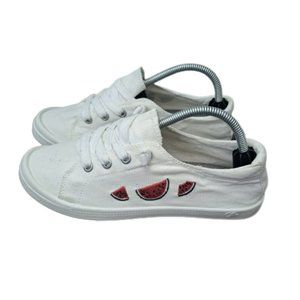Jelly Comfort Womens Size 7 Slip On Sneakers White Watermelon Embroidery Comfort
